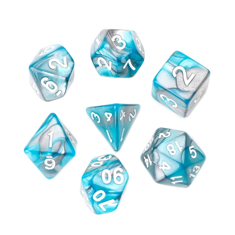 Set 7 Dados Poliédricos RPG Bicolor Perlados