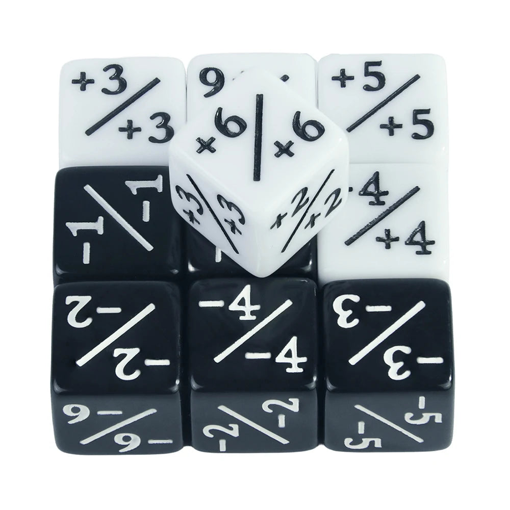 Set de 10 Dados 16mm Contadores MTG Matemáticas Perlados Opacos y Glitter