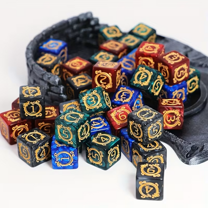 Set de 10 Dados Dragon D6 16mm Perlados