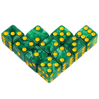 Set 10 Dados D6 Perlados Esquida Cuadrada 16mm