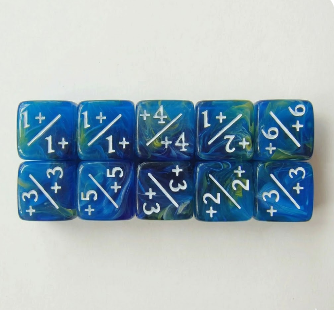 Set 10 Dados Contadores D6 Mtg 16mm Traslucidos Marinos
