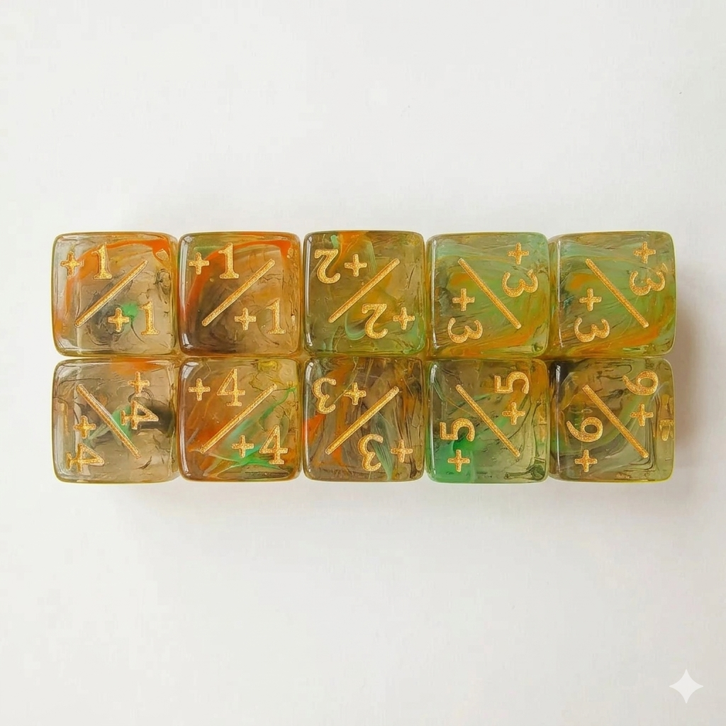 Set 10 Dados Contadores D6 Mtg 16mm Traslucidos Marinos
