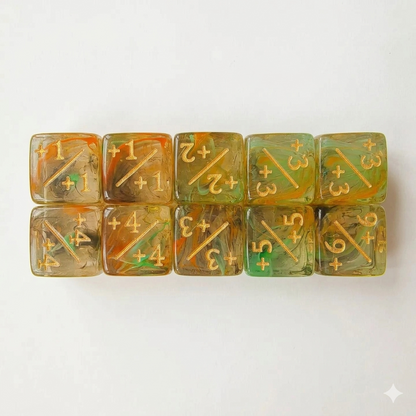 Set 10 Dados Contadores D6 Mtg 16mm Traslucidos Marinos