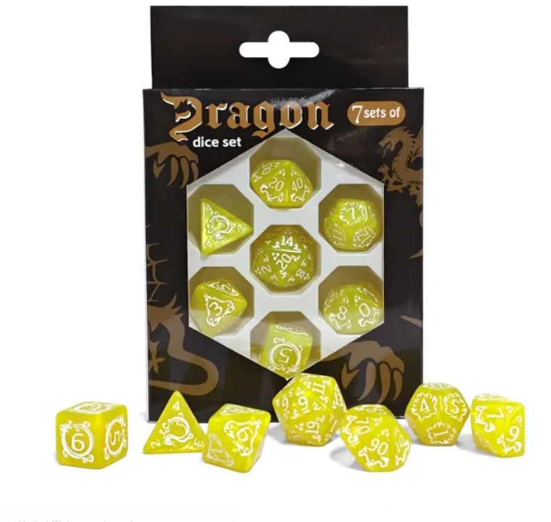 Set 7 Dados Poliédricos de Rol Dragon RPG Perlados