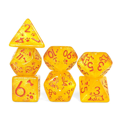 Set 7 Dados Poliédricos de Rol Perros y Gatos RPG Perlados
