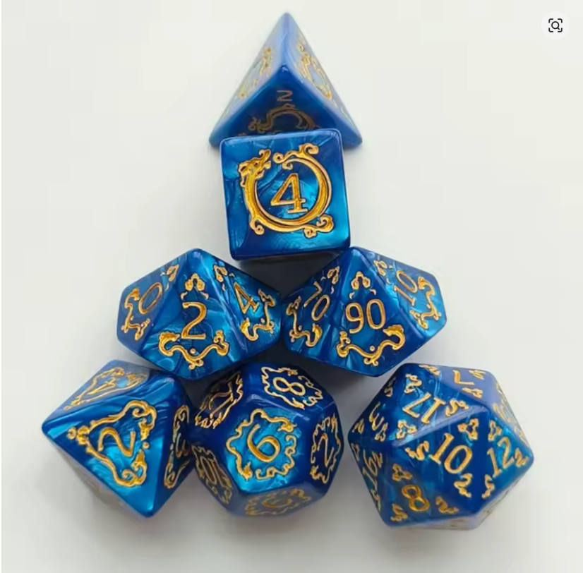 Set 7 Dados Poliédricos de Rol Dragon RPG Perlados