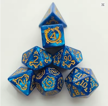 Set 7 Dados Poliédricos de Rol Dragon RPG Perlados