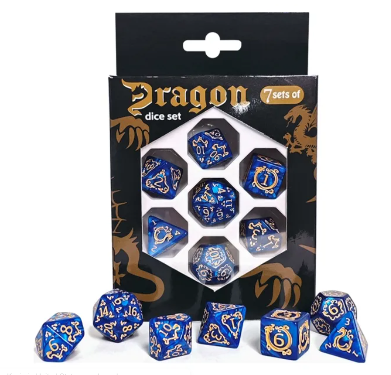 Set 7 Dados Poliédricos de Rol Dragon RPG Perlados