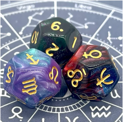 Set 3 Dados Astrológicos Cosmos Místicos D12