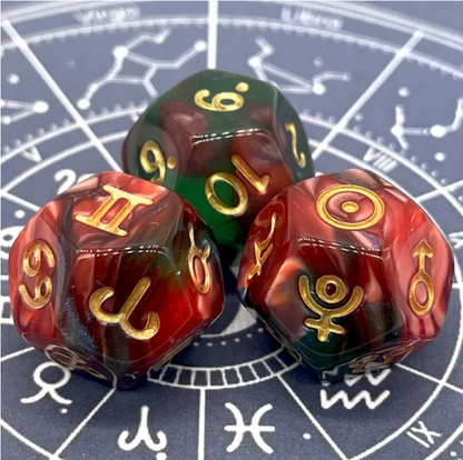 Set 3 Dados Astrológicos Cosmos Místicos D12