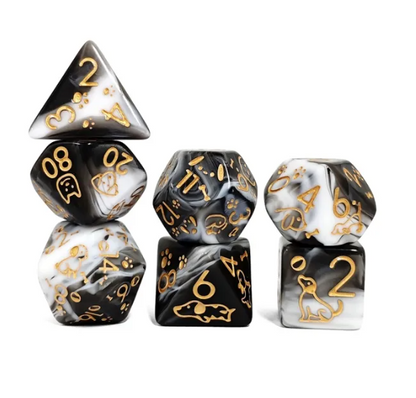 Set 7 Dados Poliédricos de Rol Perros y Gatos RPG Perlados