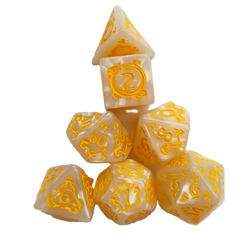 Set 7 Dados Poliédricos de Rol Dragon RPG Perlados