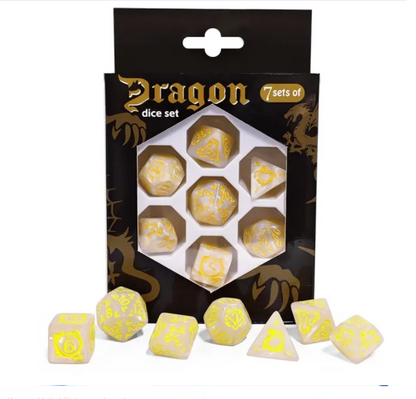 Set 7 Dados Poliédricos de Rol Dragon RPG Perlados