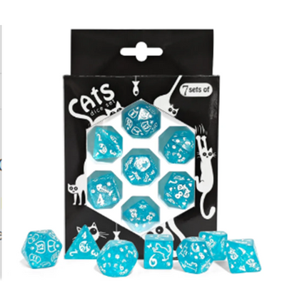 Set 7 Dados Poliédricos de Rol Perros y Gatos RPG Perlados