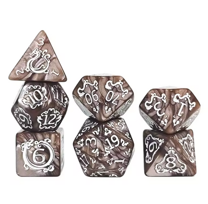 Set 7 Dados Poliédricos de Rol Dragon RPG Perlados