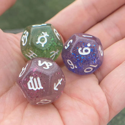 Set 3 Dados Astrológicos Cosmos Místicos D12