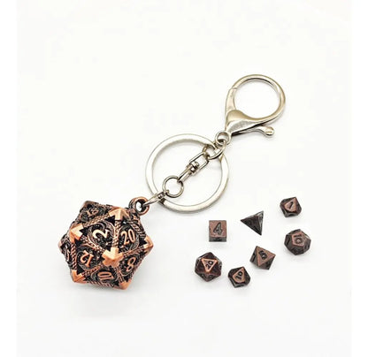 Llavero Metalico Dado D20 Dragon Set 7 mini Dados Rol Rpg Dnd