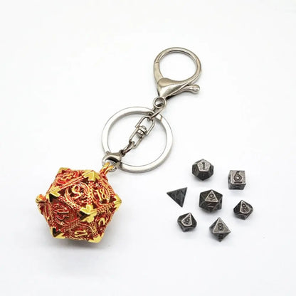Llavero Metalico Dado D20 Dragon Set 7 mini Dados Rol Rpg Dnd