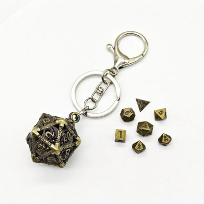 Llavero Metalico Dado D20 Dragon Set 7 mini Dados Rol Rpg Dnd