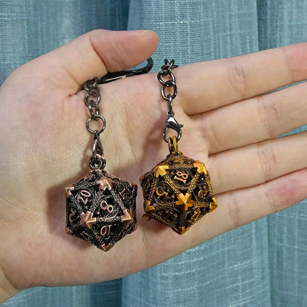 Llavero Metalico Dado D20 Dragon Set 7 mini Dados Rol Rpg Dnd