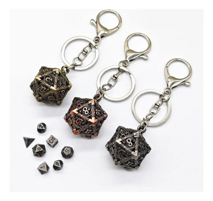 Llavero Metalico Dado D20 Dragon Set 7 mini Dados Rol Rpg Dnd