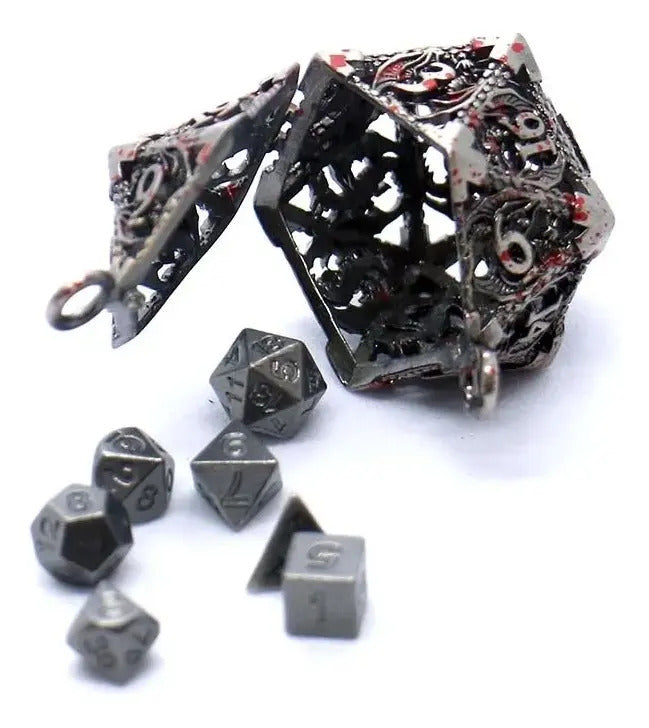Llavero Metalico Dado D20 Dragon Set 7 mini Dados Rol Rpg Dnd