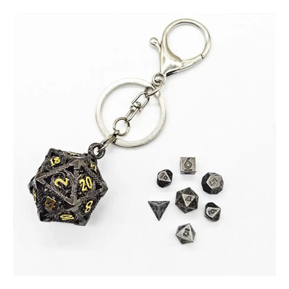 Llavero Metalico Dado D20 Dragon Set 7 mini Dados Rol Rpg Dnd