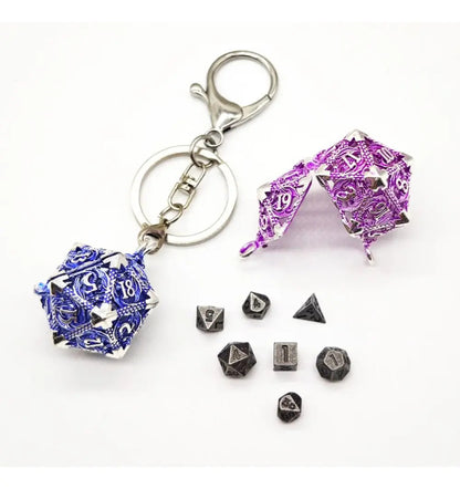 Llavero Metalico Dado D20 Dragon Set 7 mini Dados Rol Rpg Dnd