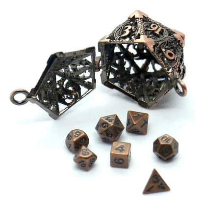 Llavero Metalico Dado D20 Dragon Set 7 mini Dados Rol Rpg Dnd