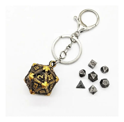 Llavero Metalico Dado D20 Dragon Set 7 mini Dados Rol Rpg Dnd