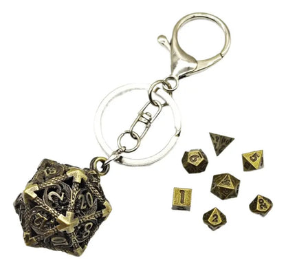 Llavero Metalico Dado D20 Dragon Set 7 mini Dados Rol Rpg Dnd