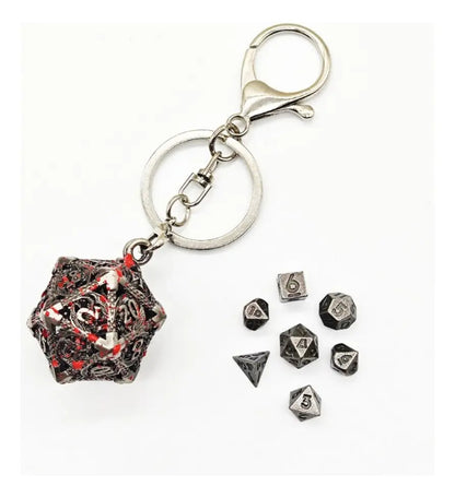 Llavero Metalico Dado D20 Dragon Set 7 mini Dados Rol Rpg Dnd
