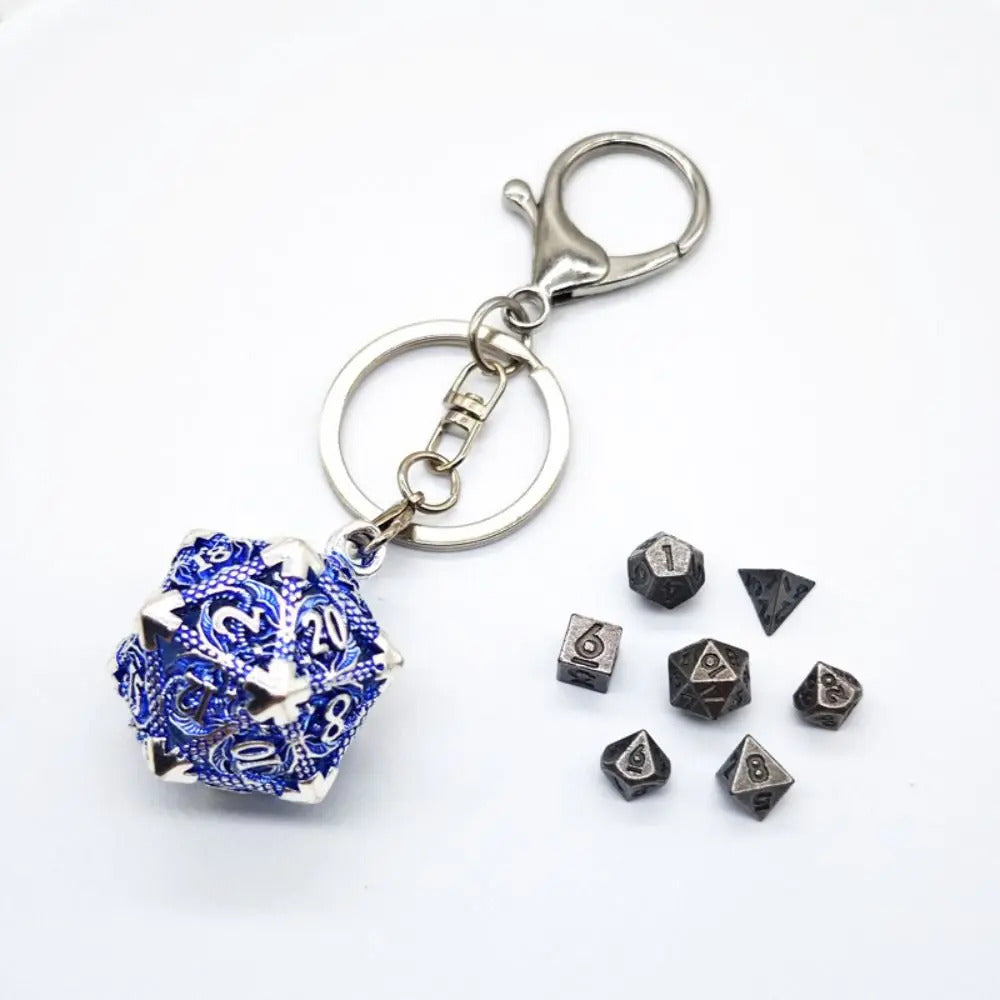 Llavero Metalico Dado D20 Dragon Set 7 mini Dados Rol Rpg Dnd
