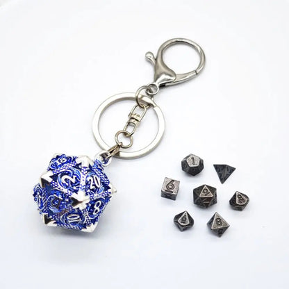 Llavero Metalico Dado D20 Dragon Set 7 mini Dados Rol Rpg Dnd