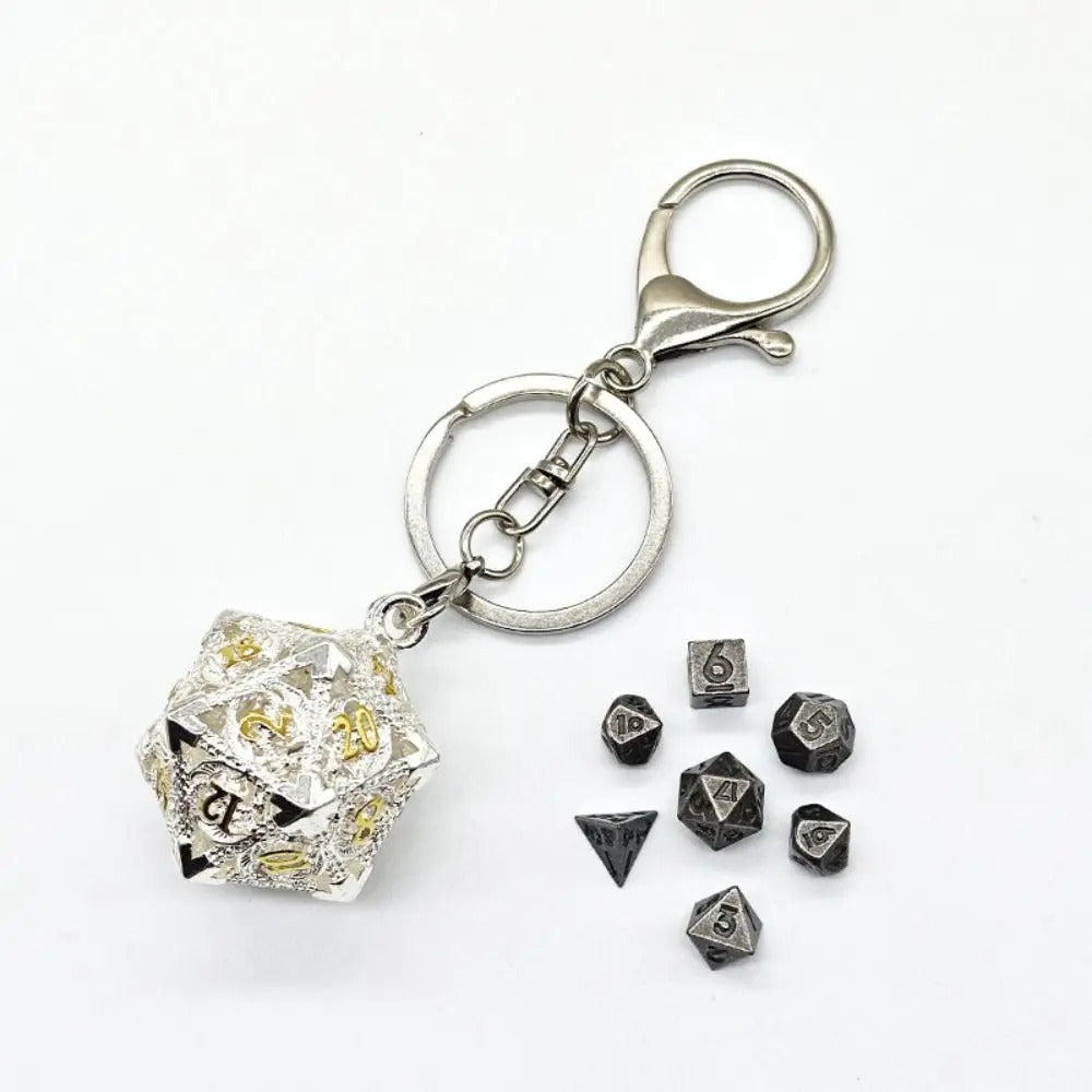 Llavero Metalico Dado D20 Dragon Set 7 mini Dados Rol Rpg Dnd