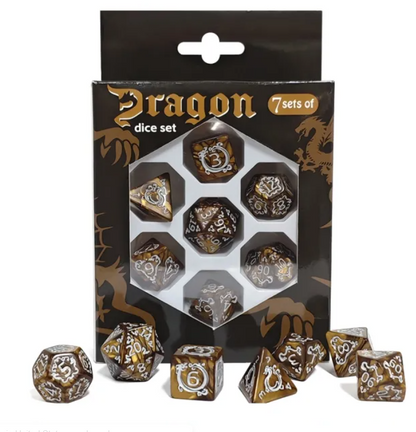 Set 7 Dados Poliédricos de Rol Dragon RPG Perlados