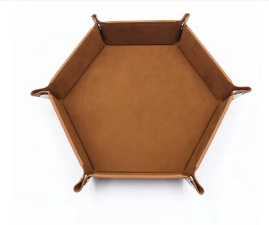 Bandeja Hexagonal Plegable para Dados de Rol – Ecocuero