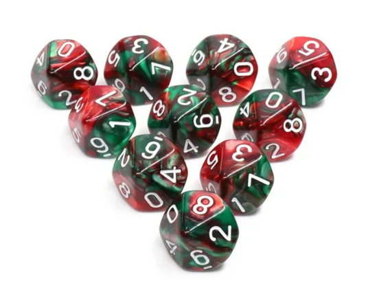 Set de 10 Dados D10 Colores Perlados RPG Vampiro Mascarada