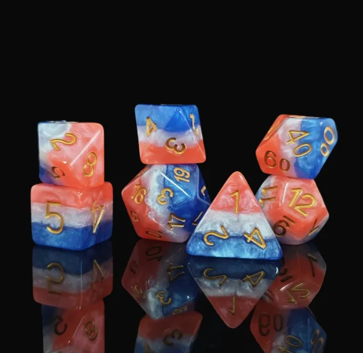 Set de 7 Dados de Rol Resina Tricolor