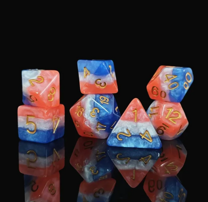 Set de 7 Dados de Rol Resina Tricolor