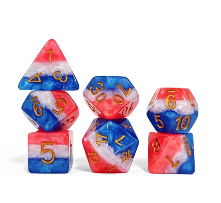 Set de 7 Dados de Rol Resina Tricolor