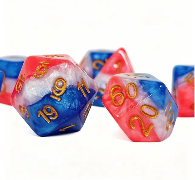 Set de 7 Dados de Rol Resina Tricolor