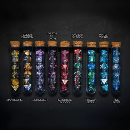 Esencias de Criaturas Místicas - Set Poliédrico de 7 Dados para Rol Perlados