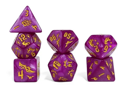 Set 7 Dados Poliédricos de Rol Dinosaurios RPG Perlados