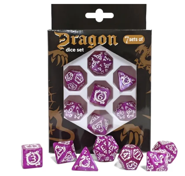 Set 7 Dados Poliédricos de Rol Dragon RPG Perlados