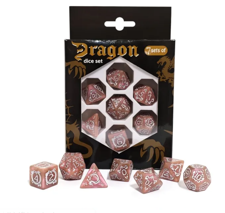Set 7 Dados Poliédricos de Rol Dragon RPG Perlados