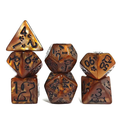 Set 7 Dados Poliédricos de Rol Perros y Gatos RPG Perlados