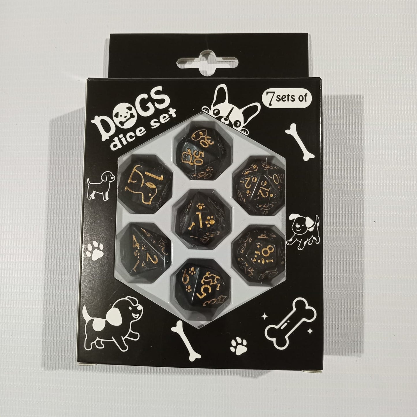 Set 7 Dados Poliédricos de Rol Perros y Gatos RPG Perlados