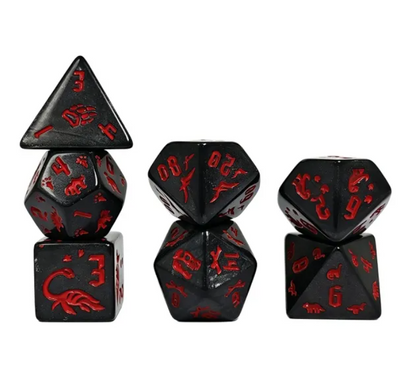 Set 7 Dados Poliédricos de Rol Dinosaurios RPG Perlados