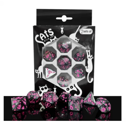 Set 7 Dados Poliédricos de Rol Perros y Gatos RPG Perlados